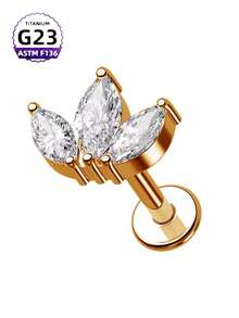 CatDObo 1 件 G23 钛合金唇钉耳屏耳环耳钉内螺纹氧化锆唇环耳软骨耳轮穿孔身体饰品 16G