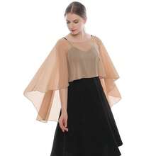 1 pièce Poncho de couleur unie pour femme, châle en mousseline de soie élégant pour femmes, châle léger et respirant pour protection solaire, convient comme châle de manteau du soir, mariage, danse, fête, cape, vêtements d'automne pour femmes toutes saisons - Multicolore - Voir 18