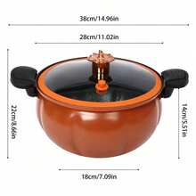 Micro Pressure Cooker - 8L Pumpkin Shaped Pot With Non-Stick Coating For Easy Cooking And Cleaning, Perfect For Home And Dorm Use - Orange - View 2