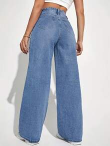 Women's Casual Loose Straight Leg Jeans, Loose And Comfortable, Suitable For All Seasons, Suitable For Daily Outings, Travel, Vacations, Festivals, Parties, Rural Concerts - Rửa nhẹ - Xem 2