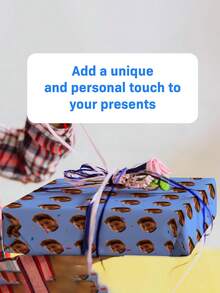 Personalised Photo Wrapping Paper Funny Custom Heads Photo Gift Wrap Sent As Roll Or Sheet Birthday & Novelty Gag Joke Present Idea Multiple Colors, Suitable For Wedding Accessories, Couple Anniversary Gift Wrapping Paper - Multicolor - View 4