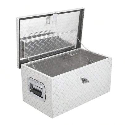 20 Inch Aluminum Diamond Plate Tool Box With Lock And Keys, Heavy Duty Waterproof Truck Storage Organizer Chest For Pick Up Truck Bed, Rv Trailer/Van With Side Handle