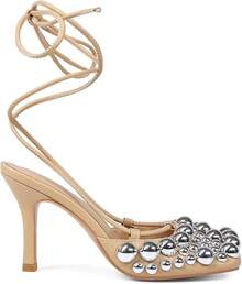 Saint Leia Women's 4IN High Heel Sandals Nude Stiletto Pumps With Gold Silver Pearls Heels For Weddings Parties And Evening WearChristmas - 裸銀 - 查看 10