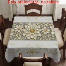 1 khăn trải bàn họa tiết hoa vàng và đá cẩm thạch sang trọng, chất liệu polyester hình chữ nhật, có thể giặt và tái sử dụng, thích hợp cho gia đình hàng ngày, phòng ăn, phòng khách, tụ họp, tiệc theo chủ đề Giáng sinh, sử dụng trong nhà/ngoài trời - Nhiều màu - Xem 6
