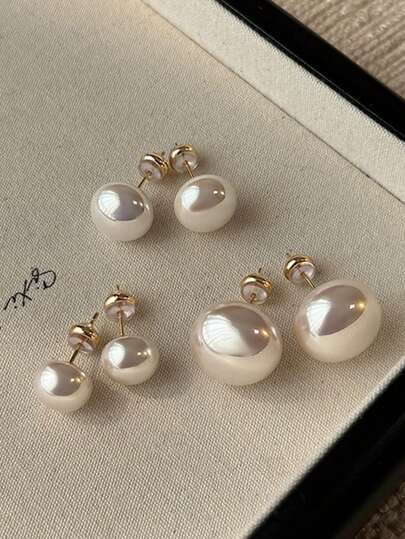 3 pares de elegantes pendientes de perla minimalistas de estilo retro francés, de alta calidad y versátiles para mujeres, adecuados para uso diario, viajes, festivales, compromisos, bailes de graduación y bodas