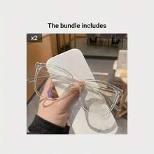 Large Round Frame Clear Lens Glasses Retro Fashion Decorative Glasses Computer Glasses For Women And Men - 透明1個裝 - 查看 5