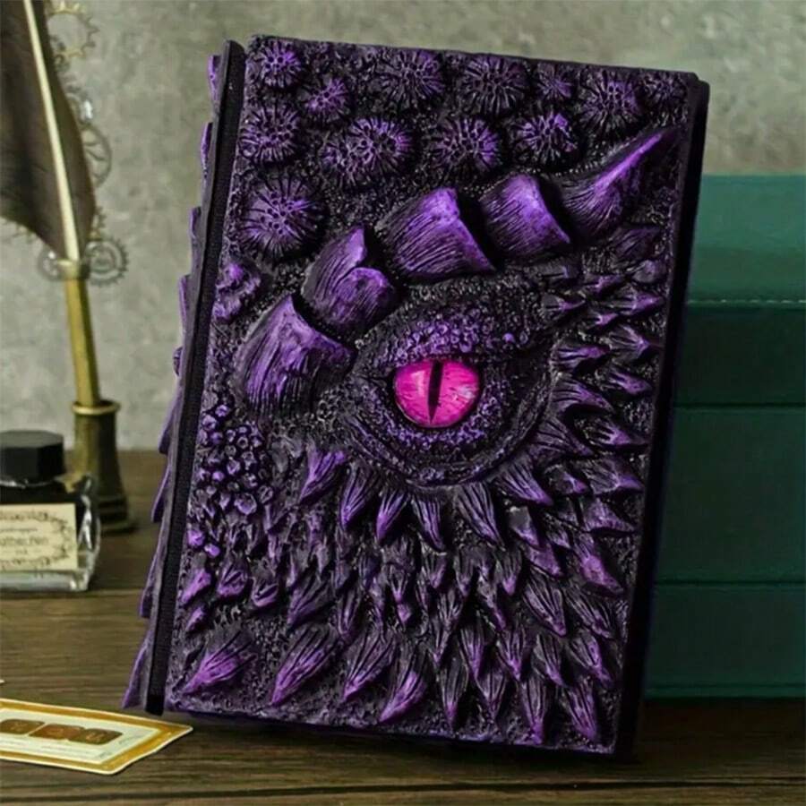 1pc 3D Longan Embossed Dragon Diary Writing Notebook Men/Women Handmade Travel DiaryNotebook For Gragon Enthusiasts Resin Carving Notebook Blank Paper 120 Sheets 240 Pages - Multicolor - View 1