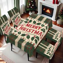 1/4/5/6/7/36pcs Holly Leaf Plaid Pattern Chair Cover/Seat Cushion Set, Suitable For Indoor Home, Restaurant, Hotel, Ideal Choice For Modern Daily Decor. Tablecloth Fits Square Dining Table, Elastic Chair Cover Is Washable. - Multicolor - View 7
