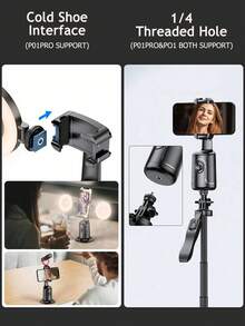 AXNEN Auto Face Tracking 360° Rotation Gimbal With Dimmable Fill Light,Cold Shoe Mount Gesture ControlSmartphone Phone Holder For AI Smart Shooting,Selfie Vlogging, Streaming.Living Vlog,And Video Calls