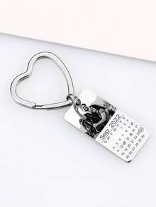 1pc Personalised Personalised First Home Keyrings, New Home Keyrings, House Keyrings Set, Wooden Keyrings, New Homeowners, New House Gift, House Keychains,Valentine's Day Custom Photo Wedding Gift Keychain, Personalised Wedding Date Photo Keychain,Personalised Gift,Apparel Accessories,Halloween Edit,Boyfriend,Girlfriend,Family,Friends - Silver - View 14