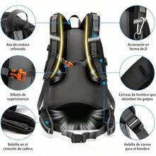 Mochila Senderismo, Mochilas Impermeable de 50L Gran Capacidad, Mochila de Camping para Hombre y Mujer, Mochilas con Múltiples Bolsillos para Montañismo, Escalada, Viaje al Aire Libre - Negro - Ver 4