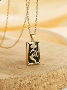 原创新款女王魔术师月亮项链无锈蚀不锈钢首饰 18K 镀金装饰