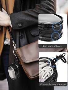 10pcs/2pcs/1pc Portable PVC Black & White Transparent Mini Data Cable Organizer Bag, Mini Zipper Storage Pouch, Compact Multipurpose Transparent Keychain Pouch, Bag Accessories, Earphone & Charger Storage Box With Keychain, Dual Zipper Design For Cables, Chargers, Earphones, Jewelry & Small Items - Multicolor - View 8