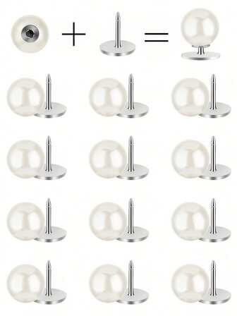 12/24 st sömlösa fuskpärlknappar - (12 mm) avtagbara och återanvändbara pärlnit för klädpyssel, vit pärlknapp - elegant pärlknapp för mode och gör-det-själv-projekt