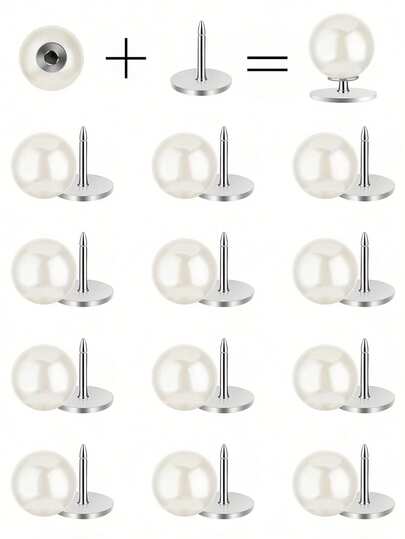6/12/24 Stücke nahtlose Kunstperlen Knöpfe - (12mm) abnehmbar und wiederverwendbar Perlen Nieten für Kleidung und Basteln, weiße Perlen Steckknöpfe - elegante Perlenknöpfe für Mode und DIY Projekte