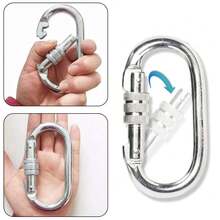 1pc O-Ring Stainless Steel Spring Snap Hook, 4500lbs Load Capacity, With Spiral Lock Fastener, Equipment Connector Ring, For Hammock, Travel, Cycling Backpack, Pet Leash - Durable Metal Industrial Style
