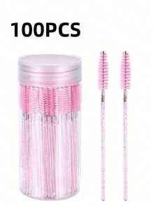 100支一次性睫毛膏刷，水晶眉刷（适用于睫毛嫁接），粉色睫毛刷（带收纳盒），眉刷，眼影刷，刷子