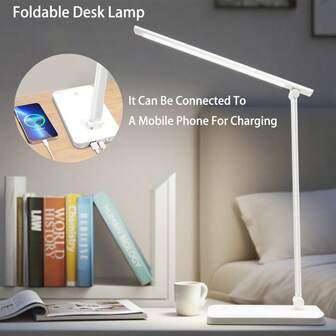 LED Desk Lamp With Night Lighting, Rechargeable Table Lamp, USB Charging Port, 3 Adjustable Brightness Desk Lamps For Home Office, Touch Control, 1200Lux Super Bright
