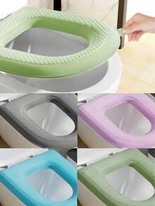 1pc Waterproof Warm Toilet Seat Cover, Bathroom Accessories, Universal Toilet Bowl Lid, Portable Home Use For Winter - Multicolor - View 3