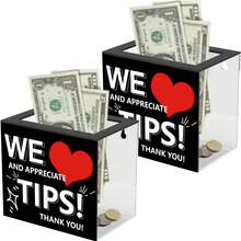Trinkgeldbox für Barkeeper, Acryl-Trinkgeldbox für Spendenbox, Spendenkasse, Trinkgeldkasse, Sammelbox für Restaurant, Musiker, Fahrer