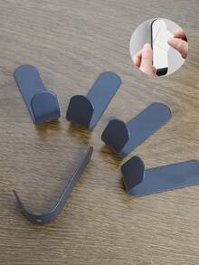 خطاف معدني لاصق على شكل حرف J، 5 قطع، خطاف جداري من الفولاذ المقاوم للصدأ، خطاف لاصق مناسب للقبعات والمعاطف والمناشف والحقائب، اكسسوارات ديكور المنزل - الأسود - مشاهدة 15