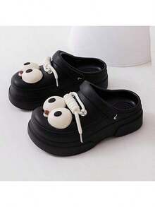 ASOFTER 夏季新款可爱个性黑色果冻凉鞋，大眼睛可爱装饰系带厚底拖鞋，适合樱花季、斋月、毕业典礼、情人节等场合。 - 黑色 - 查看 7