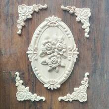 5 pezzi Decorazioni in legno intagliate a forma di rosa non dipinte, 21 x 15 cm, adatte per armadi, porte, mobili, pareti, ingressi, uffici, vacanze, decorazione fai-da-te