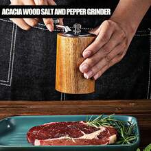 Moulin à sel et poivre en bois d'acacia, meulage en céramique durable, moulins à poivre classiques à secousse manuelle pour la cuisine, broyeur polyvalent avec poignée, moulin à épices réglable manuellement pour la cenelle, le poivre, le sel de mer, le poivre noir, les épices, ustensile de cuisine