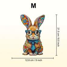 1pc Colored Bunny Wooden Puzzle, Asymmetrical Animal Shape Wooden Jigsaw Puzzle Toy, Unique Party Game Gift, Decorative Art Puzzle, Tabletop Magic Puzzle, Creative Children's Educational Puzzle, Holiday Gift, Adult Wooden Puzzle, Christmas Gift, Back To School Gift, Birthday Gift (2D Puzzle) - Multicolor - View 9