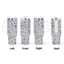 1pc 40 Oz Stainless Steel Tumbler With Handle, Large Capacity Insulated Cup With Straw, Easy To Carry, Great Birthday Gifts, Summer Gifts, Suitable For Driving, Car Travel, Beach Trips & Outdoor Activities, Reusable Bottle - 灰色 - 查看 10