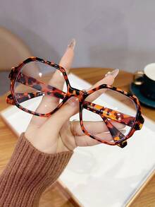 1 件女士多边形塑料镜框时尚眼镜，适合街头摄影、郊游和拍照 - 彩色 - 查看 5