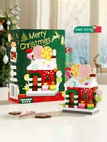 1292 Stücke Weihnachts Mikropartikel Bauklötze Set, Haus Bauklötze Konstruktionsspielzeug, inklusive Weihnachtsmann, Rentier, Schneemann, Weihnachtshaus, Weihnachtsstrumpf Bauklötze, DIY Bauklötze Spielzeug, Feiertags Dekorationen, Weihnachtsparty Dekorationen, geeignet als Weihnachtsgeschenke.