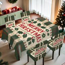 1/4/5/6/7/36pcs Holly Leaf Plaid Pattern Chair Cover/Seat Cushion Set, Suitable For Indoor Home, Restaurant, Hotel, Ideal Choice For Modern Daily Decor. Tablecloth Fits Square Dining Table, Elastic Chair Cover Is Washable. - Multicolor - View 5