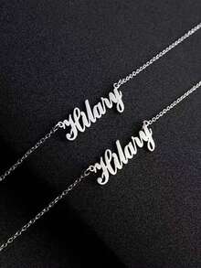 Dây chuyền thời trang sang trọng bằng vàng mờ tùy chỉnh, thích hợp làm quà tặng cho cặp đôi, bạn bè, gia đình, sinh nhật, kỷ niệm, ngày lễ - Bạc bóng - Xem 3