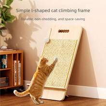 Tabla rascadora de sisal con juguete de bola, tabla rascadora de gato montada en la pared, juguete multiusos vertical para gatos que no se desprende