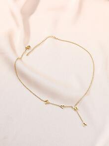 1 件精致简约 MAMA 字母吊坠项链、手链和脚链女士不锈钢锁骨链项链时尚珠宝母亲节礼物 - 金黃色 - 查看 4