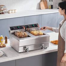 3000W Dual Tank Countertop Commercial Electric Deep Fryer - 12L Contaminants Of Aceite, Sincronización - View 1