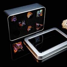 7pcs/Set Acrylic Polyhedral Dice With Skull, Bat, Pumpkin Lantern Patterns, Board Game, Outdoor Yard Game, Halloween, Christmas Gift, Gift Box