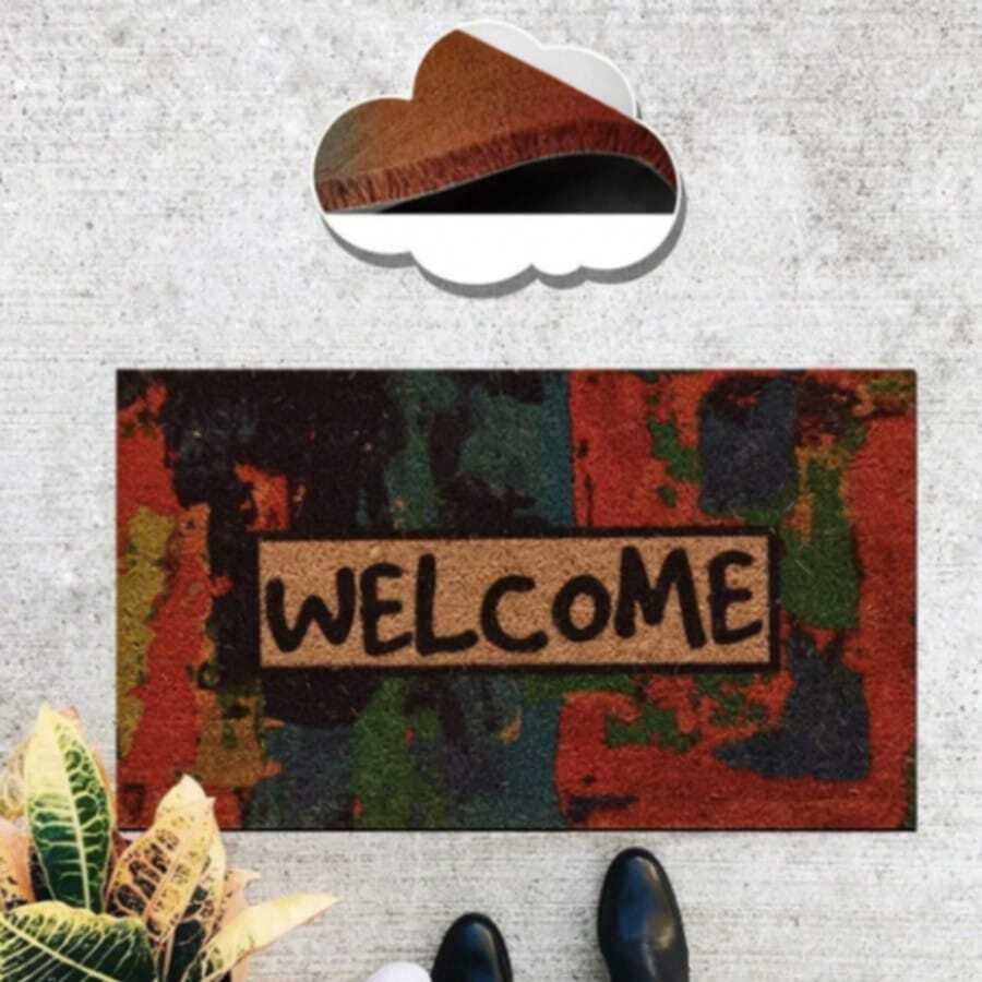 40x60 厘米天然椰棕门垫，采用耐用的 100% PVC 背衬 - 防滑、防尘刷表面 - 18-22 毫米厚耐用垫子，适合室内和室外使用，土耳其制造 - 彩色 - 查看 1