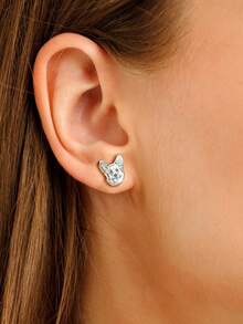 Customized Photo Engraved Stainless Steel Cat Dog Portrait Earrings, Personalized Pet Memorial Gift, Fashion Simple Jewelry For Women, Birthday Gift For Pet Lovers, Suitable For Mother's Day, Valentine's Day, Christmas, Gifts For Family, Lover, Friends, Mom, Girlfriend, Bestie, Students