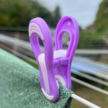 - 64 - Purple Clothes Pegs - No Metal Spring Design To Prevent Rusting, Soft Grip For A Secure Gentle Hold. Plastic Laundry Hangers - Default - View 5