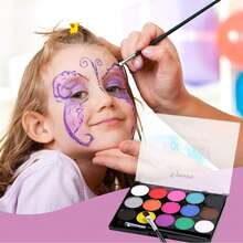 15 Colors Water-Soluble Face Painting Makeup, Vibrant, Highly Saturated, Includes Fluorescent & Matte Finishes, Suitable For Christmas, Carnival, Halloween, Sports Events, Cosplay - Multicolor - View 4