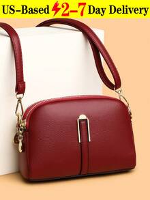 Minimalist Versatile Shoulder Bag&Small Square Bag For Women,2-Layer Zipper Diagonal Shoulder Bag, Fashionable PU Soft Leather Women's Handbag, Simple Versatile Clutch, Middle-Aged Women's Bag, Shoulder Small Purse[US Local Warehouse]Travel Essentials - 彩色 - 查看 12