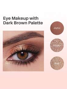 四色闪亮眼影盘，哑光高光修容，持久显色，顺滑易晕染配方，适合毕业典礼、度假、夏季、秋季、Y2K风格等场合。色彩鲜艳，打造派对、海滩、旅行、露营、户外活动、校园、节日等场合的迷人妆容，也是馈赠亲友、玫瑰女孩角色扮演的理想之选，营造迷人氛围。 - 02#深棕色 - 查看 8