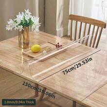 1.0mm Thick Transparent PVC Table Cover Protector - Heat Resistant, Scratch-Proof, High Quality, Easy To Install On Wood, Glass And Metal Surfaces - Multipurpose Rectangular Tablecloth, Suitable For Home And Office Protection - White - View 18