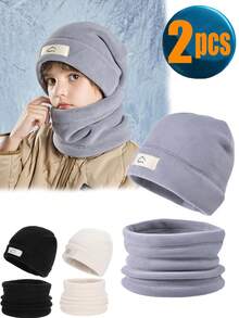 2 piezas Pasamontañas de invierno para niños de 3 a 12 años, bufanda/máscara facial de lana gruesa ajustable para el cuello, adecuado para esquiar, senderismo, ciclismo en clima frío - 2 piezas - Ver 11