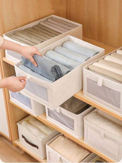 1/2 piezas Caja de almacenamiento de ropa, Caja de almacenamiento plegable con estilo de cajón, Caja organizadora de ropa para camisas, pantalones, jeans, vestidos, ropa interior, calcetines - Almacenamiento para el hogar