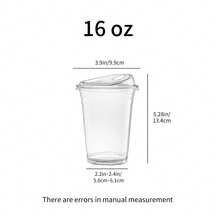 12oz,16oz,20oz,24oz  PET Material Transparent Cups For Refrigeration And Freezing (With Straw Opening And Lid), 50 Sets Of Cylindrical Disposable Cups, With A Design Suitable For Sipping, Perfect For Making Smoothies, Milkshakes And Cold Drinks. Ideal For Weddings, Parties And Various Gatherings. - Clear - View 12