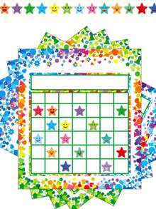 40/80/120pcs Student Classroom & Home Behavior Reward Charts With Star Stickers, Suitable For School And Family Education To Reward Student Behavior - Multicolor - View 1