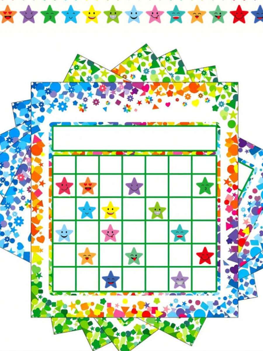 40/80/120pcs Student Classroom & Home Behavior Reward Charts With Star Stickers, Suitable For School And Family Education To Reward Student Behavior - Multicolor - View 1